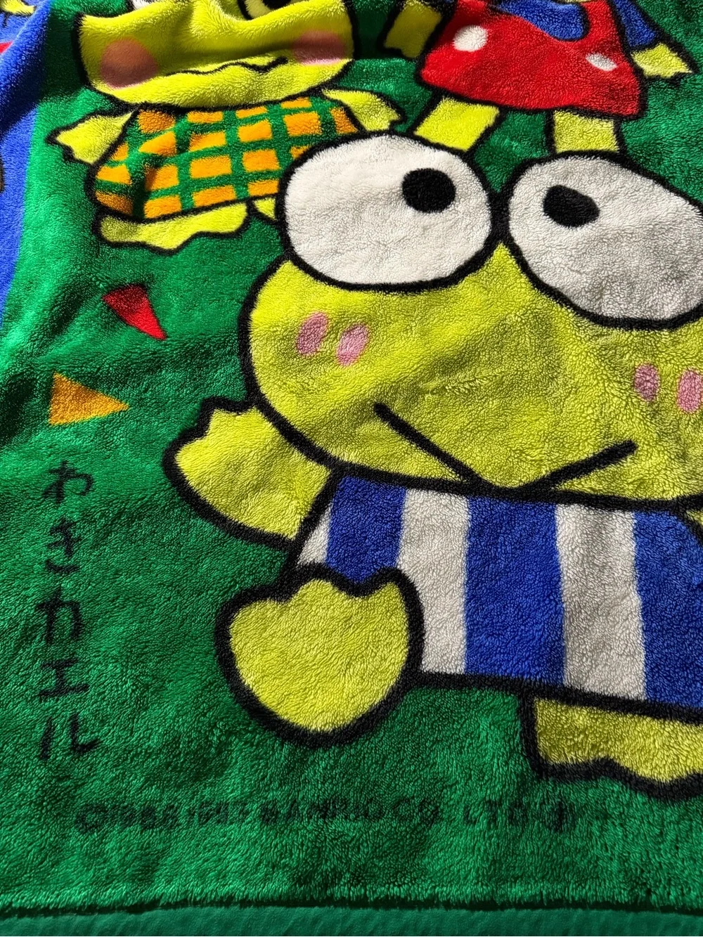 Vintage 1993 Sanrio Kero Keropi Blanket Rare Design 51x70 Inches Bedroom Decor